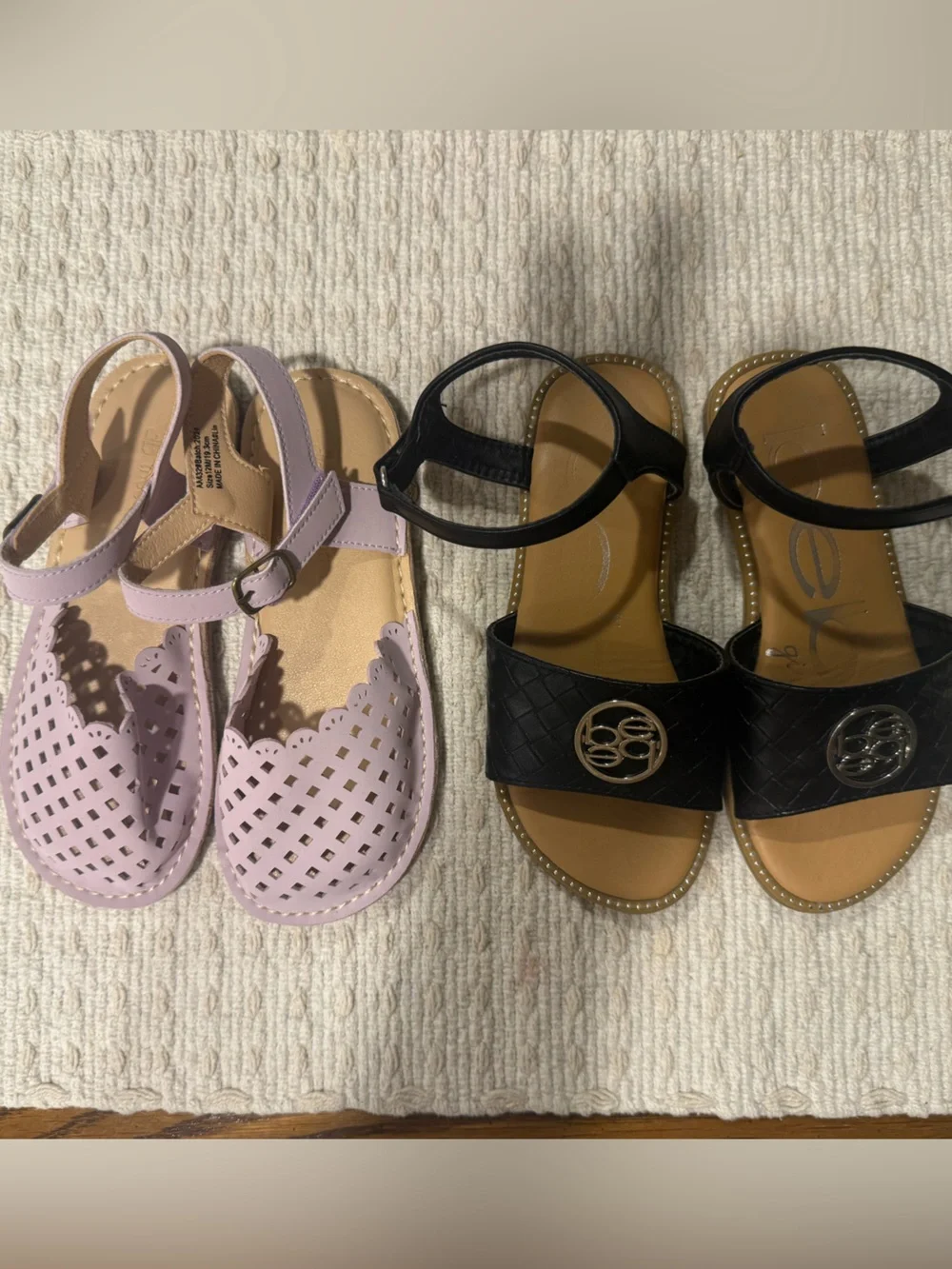 Bebe Black Logo Strap Sandals & Lilac Thee Bron Sandals